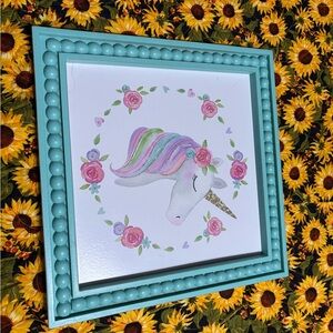Hobby Lobby Unicorn Wall Art with Blue Frame
